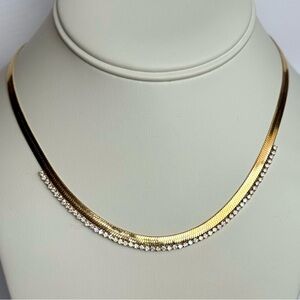 Classy Gold Plated Rhinestone Simple Choker Necklace